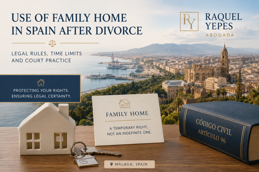 Use of the family home in Spain after divorce Legal Rules Time Limits Court Practice Raquel Yepes Family Lawyer International Lawyer Málaga Costa del Sol
