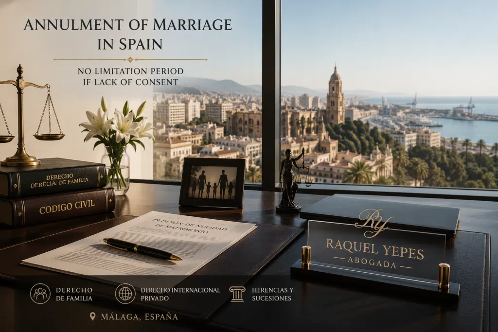 Annulment of Marriage in Spain: No Limitation Period in Cases of Lack of Consent 1 Annulment of marriage in Spain no limitation period in cases of lack of consent Raquel Yepes Family Lawyer Succession Lawyer Málaga Costa del Sol