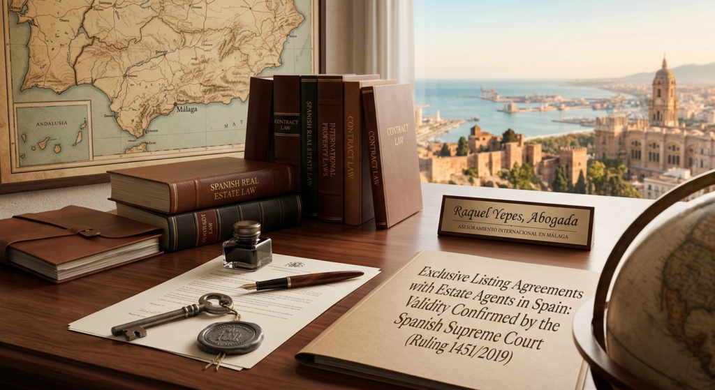 exclusive listing agreements with real estate agents in Spain validity confirmed by the Spanish Supreme Court Raquel Yepes Real Estate Lawyer Málaga Costa del Sol